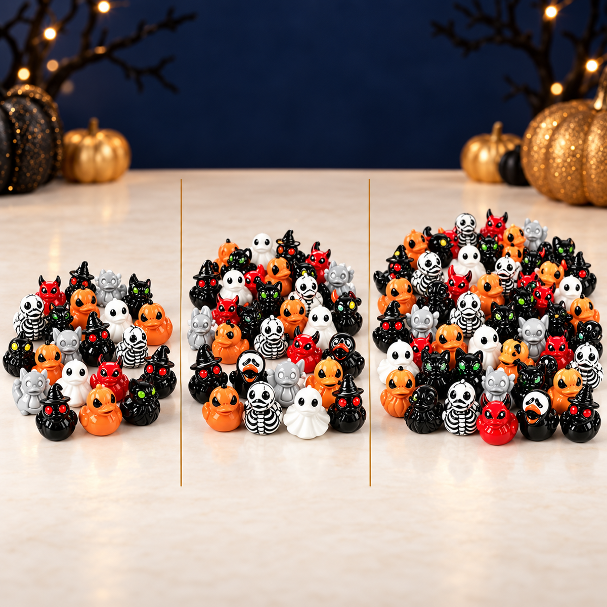 Visual comparison of three Spooky Quack Pack bundle sizes