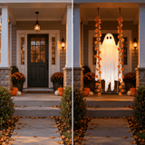 Before and after view of an ordinary front porch transformed by Spectral Swing